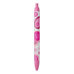 Stylo Noir Joli monogramme à motifs cachemire rose