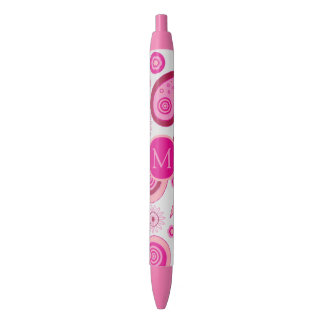 Stylo Noir Joli monogramme à motifs cachemire rose
