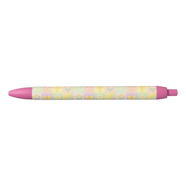 Stylo Noir Joli motif de Pâques/printemps (Devant)