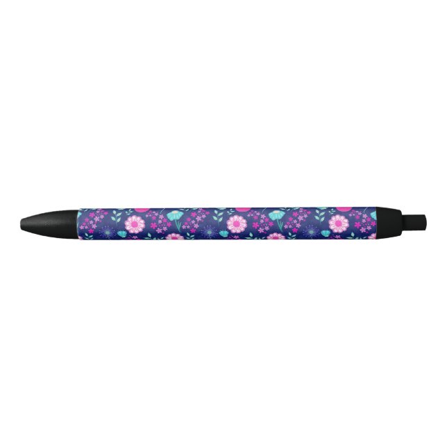 Stylo Noir Joli motif floral de fond (Devant)