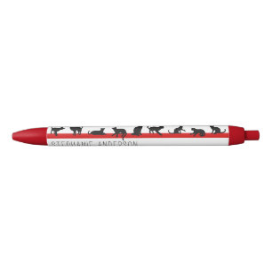 Stylo Noir Joli nom personnalisé rouge, noir et blanc pour am