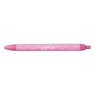 Stylo Noir Joli pastel arc-en-ciel nom coloré personnalisé