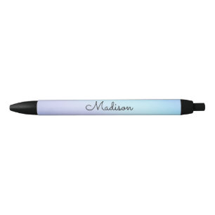 Stylo Noir Joli Pastel Ombre Purple Aqua Nom Cursif