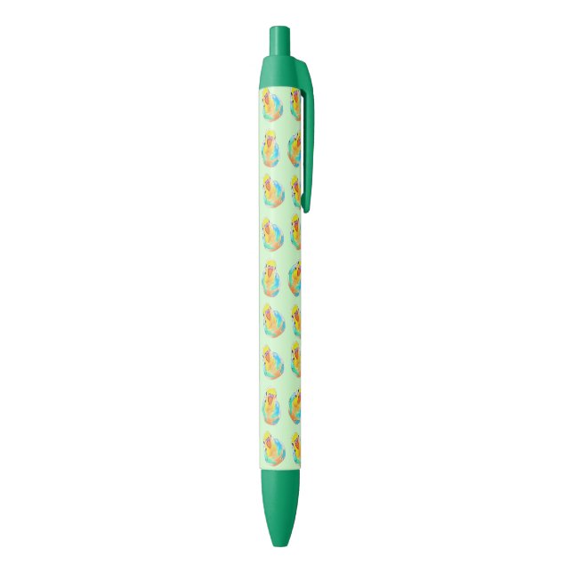 Stylo Noir Joli perruche perruqueuse motif vert (Bas (Vertical))