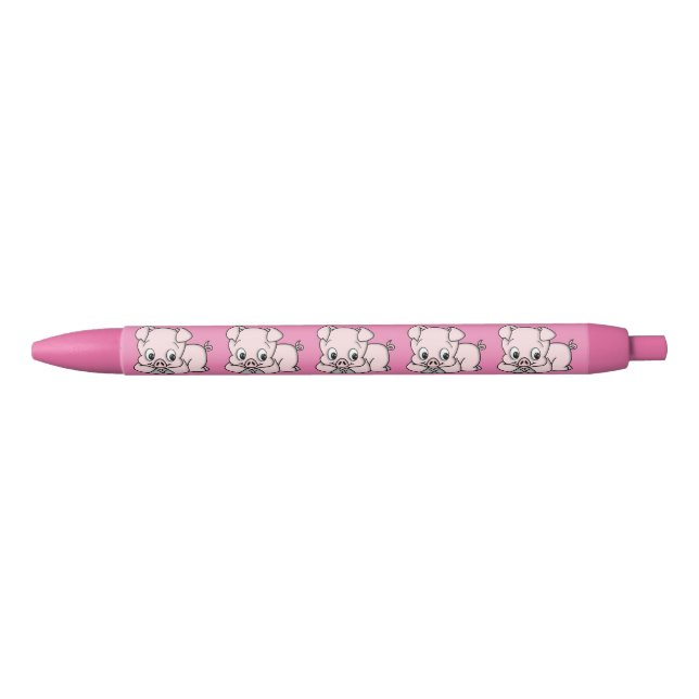 Stylo Noir Joli petit cochon (Devant)