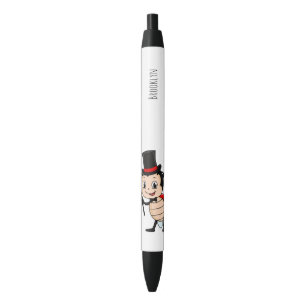 Stylo Noir Jolie coccinelle avec chapeau haut-de-forme et cra