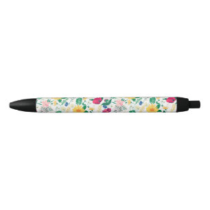 Stylo Noir Jolie couleur Wild Floral Blanc Design