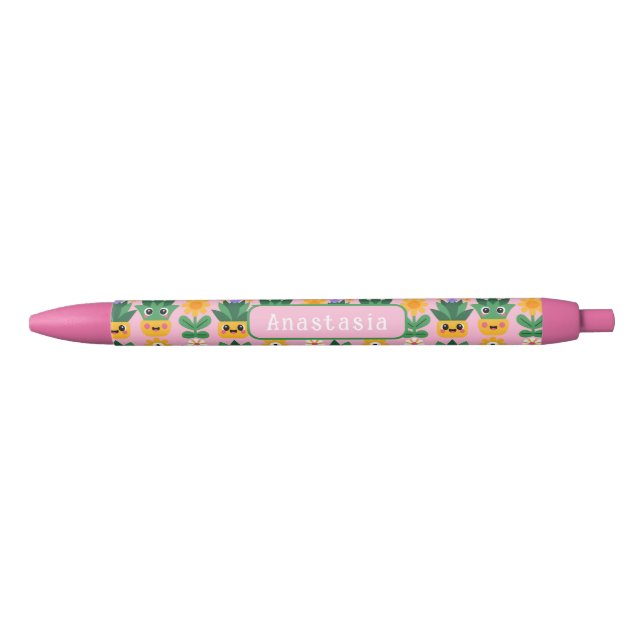 Stylo Noir Jolie impression de plante en pot personnalisable (Devant)