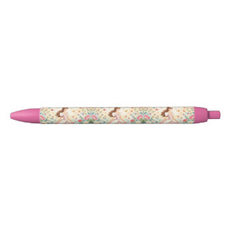Stylo Noir Jolie princesse avec papillons