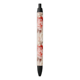 Stylo Noir Jolie rose florale crème blush rose tendre
