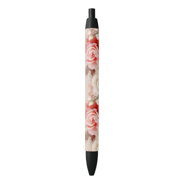 Stylo Noir Jolie rose florale crème rose pâle (devant Vertical)