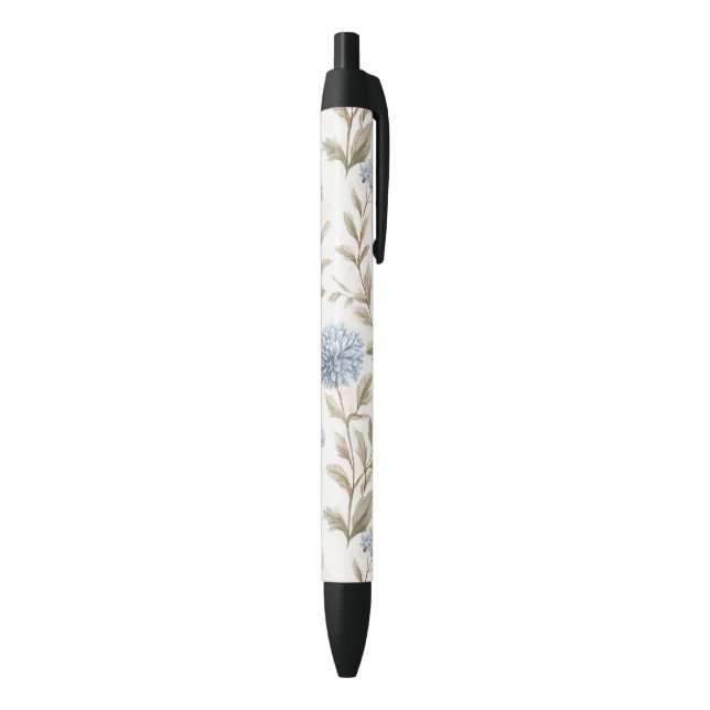 Stylo Noir Jolies Fleurs Bleues Crème (Bas (Vertical))
