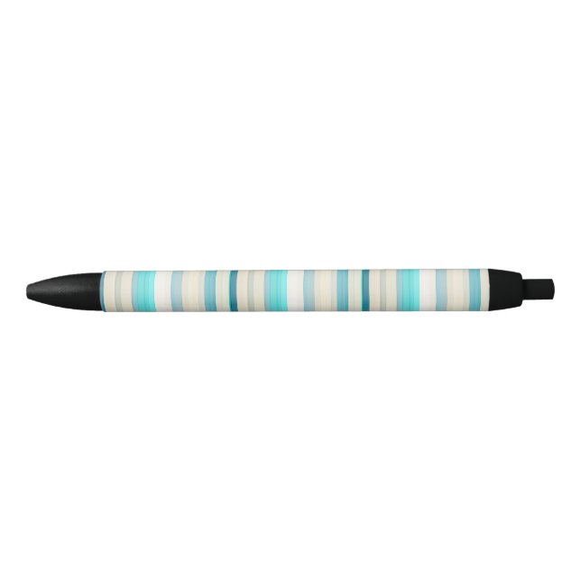Stylo Noir Jolies rayures aqua blanc (Devant)