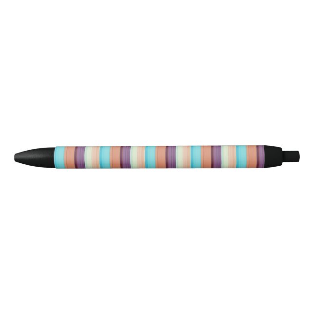 Stylo Noir Jolies rayures bleues marron  (Devant)