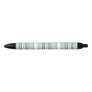 Stylo Noir Jolies rayures grises aqua