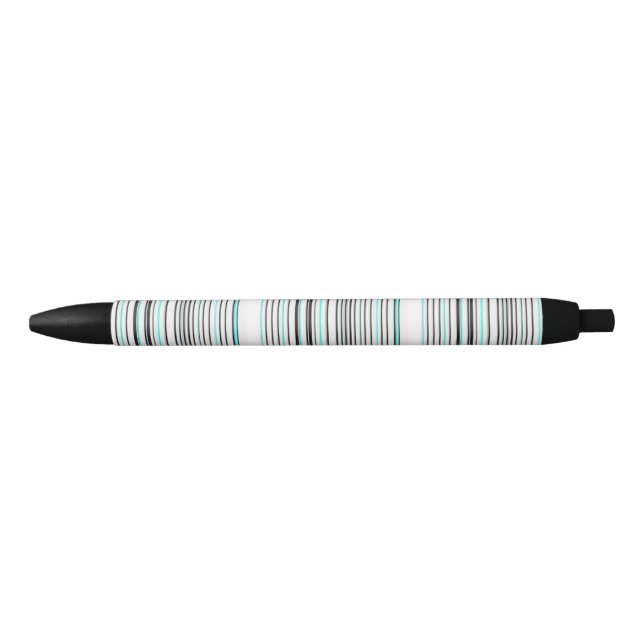 Stylo Noir Jolies rayures grises aqua (Devant)
