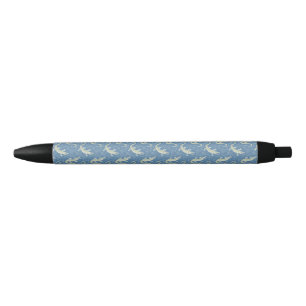 Stylo Noir Jouer Alligator Vert Paisley sur Bleu