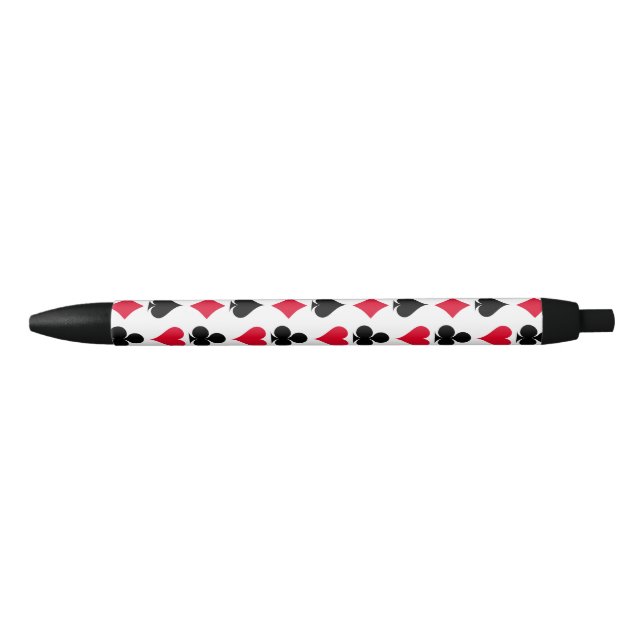 Stylo Noir Jouer des symboles de cartes motif (Devant)