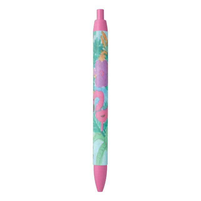 Stylo Noir Journal tropical de jungle de Flamant rose (devant Vertical)