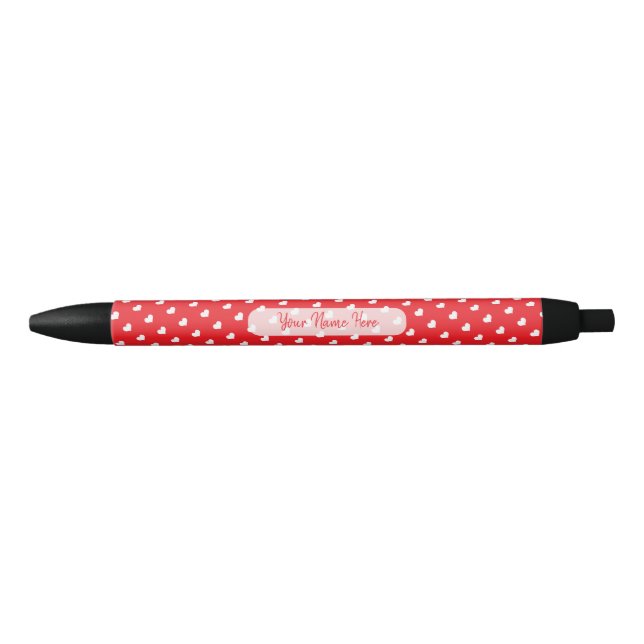 Stylo Noir Joyeuse Saint-Valentin Moderne Motif d'Amour (Devant)