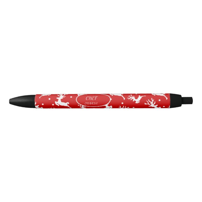 Stylo Noir Joyeux Noël Reindees Red Holiday (Devant)