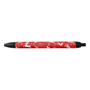 Stylo Noir Joyeux Noël Renne Rouge Vacances 