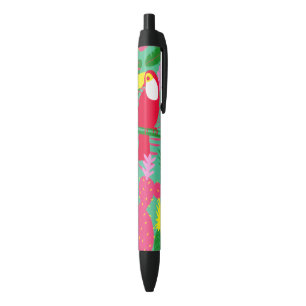 Stylo Noir Jungle sauvage tropicale Paradise Toucan Aquarelle