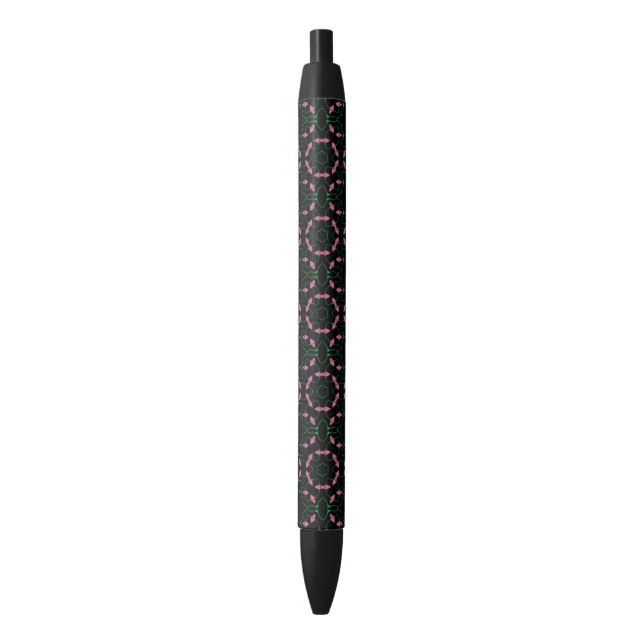 Stylo Noir Kaleidoscope Émeraude et Rose (devant Vertical)