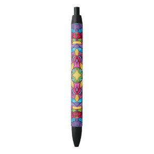Stylo Noir Kaléidoscope pourpre vintage en verre souillé