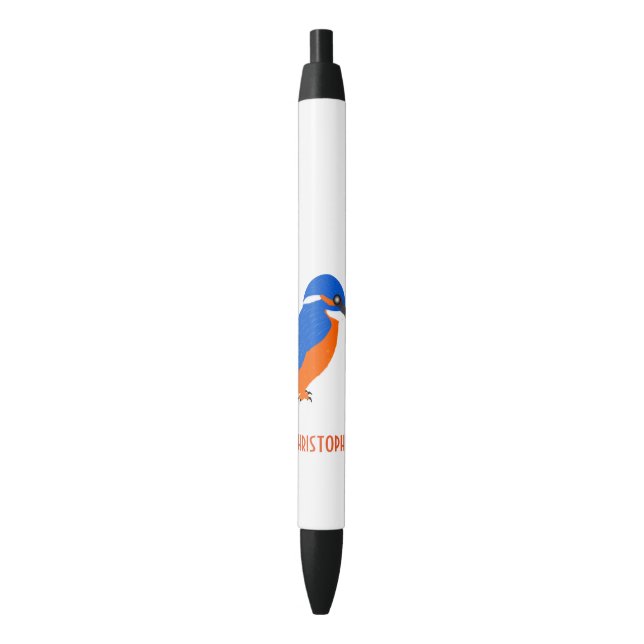 Stylo Noir Kingfisher Design Ajouter un nom (devant Vertical)