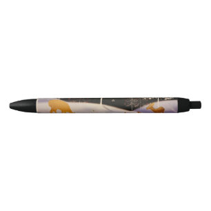 Stylo Noir La famille des cerfs Vintages d'or dans la forêt