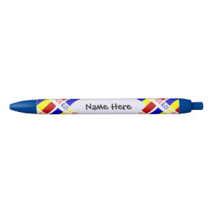 Stylo Noir La Roumanie et le drapeau roumain en mosaïque avec