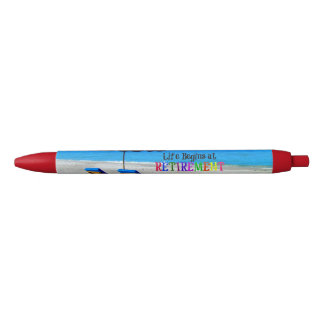 Stylo Noir La vie commence à la retraite, Conception colorée,