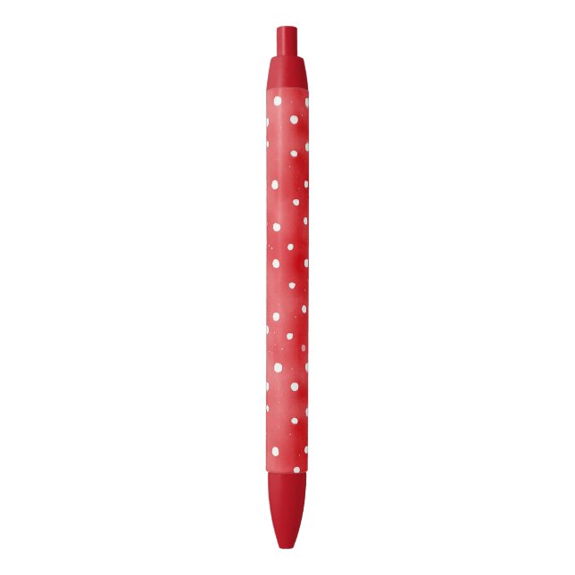 Stylo Noir Ladybug Red White Dots Birthday (devant Vertical)
