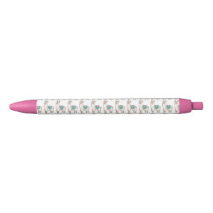 Stylo Noir lama alpaga de dessin animé souriant et heureux