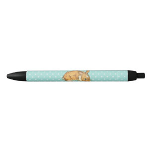 Stylo Noir lapin de bébé sur l'arrière - plan turquoise de