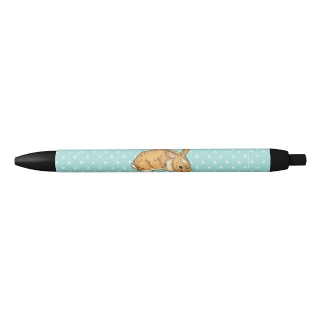 Stylo Noir lapin de bébé sur l'arrière - plan turquoise de (Devant)