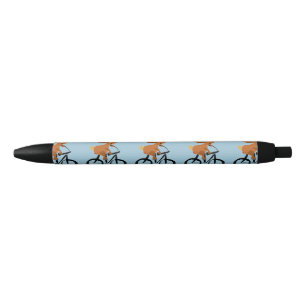 Stylo Noir Lapin drôle sur la bicyclette