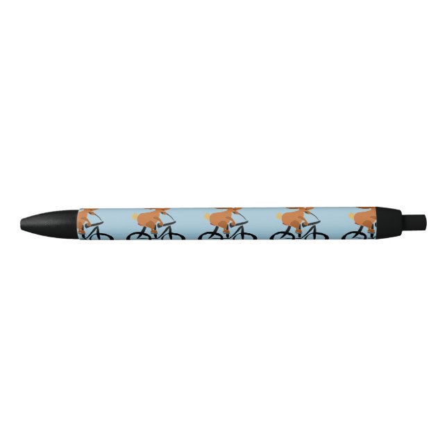 Stylo Noir Lapin drôle sur la bicyclette (Devant)