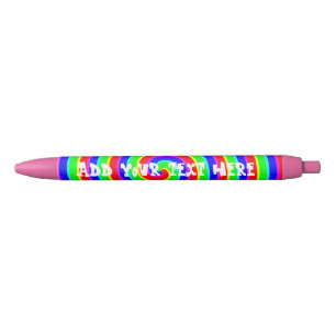 Stylo Noir L'arc-en-ciel coloré mignon ajoutent votre texte