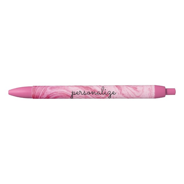 Stylo Noir le beau motif de marbre rose de texture (Devant)