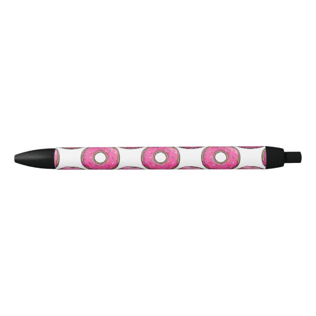 Stylo Noir Le beignet rose de bande dessinée avec arrose (Devant)
