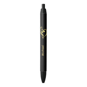 Stylo Noir Le coeur de musique de clef triple et de clef