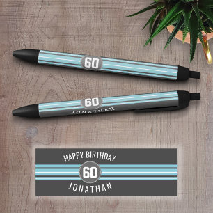 Stylo Noir Le joyeux anniversaire folâtre des rayures nom et