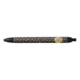 Stylo Noir Le monogramme, le noir et l'or balayent le pois de