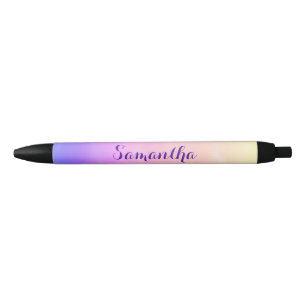 Stylo Noir Le nom fait sur commande de nuages pourpre, rose
