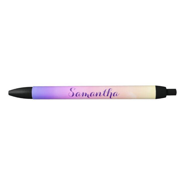 Stylo Noir Le nom fait sur commande de nuages pourpre, rose (Devant)