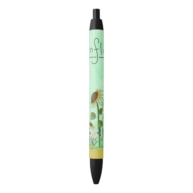 Stylo Noir Le pays de jaune de tournesol d'or Prims l'automne (devant Vertical)