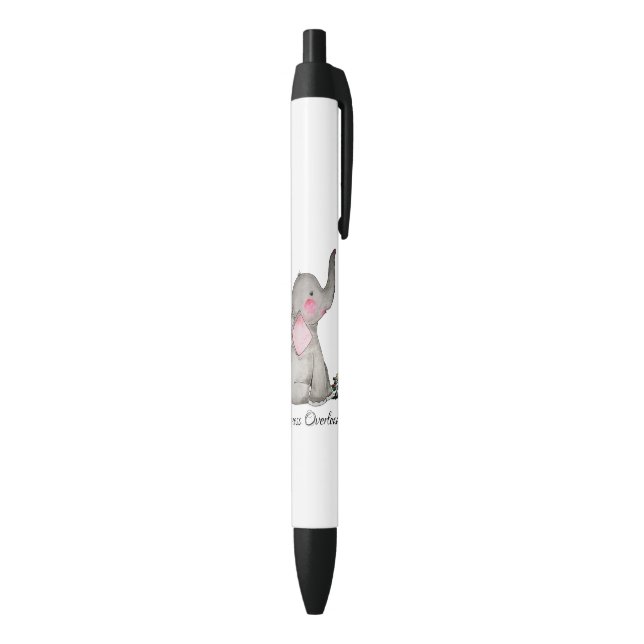 Stylo Noir L'éléphant mignon de bébé d'aquarelle avec (Bas (Vertical))