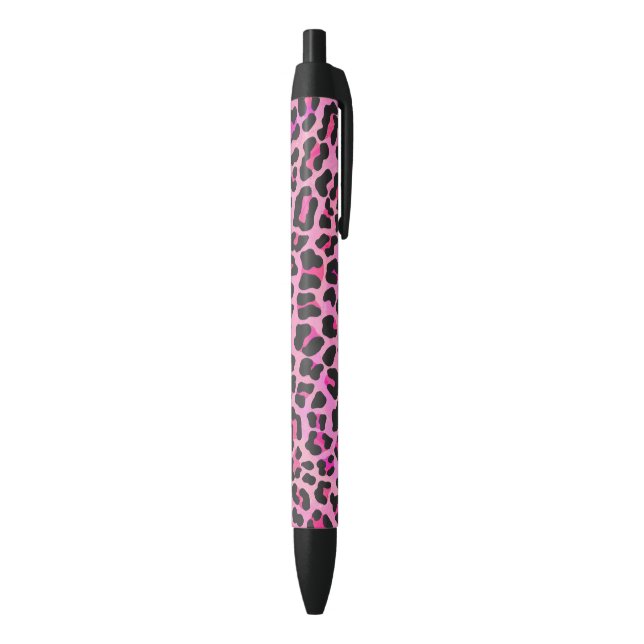 Stylo Noir Léopard noir et rose chaud (Bas (Vertical))